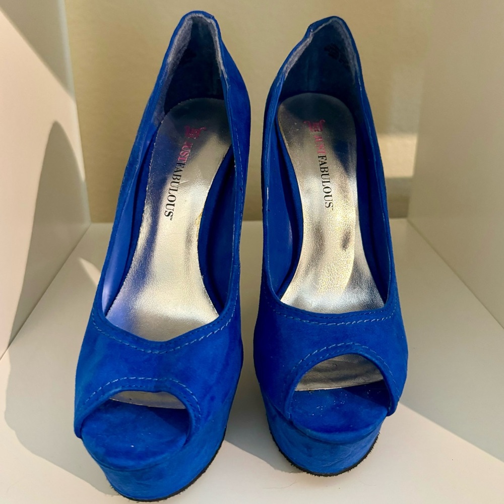 Blue Peep Toe Heels